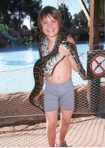 A highly dangerous animal...holding a snake (My son btw)